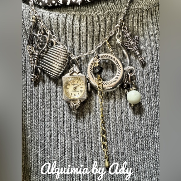 Black paisley bandanna charms  necklace - Picture 2 of 3